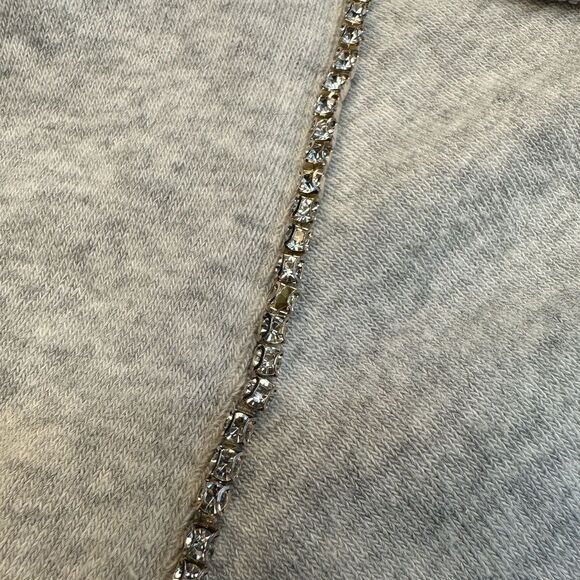 Express Rhinestone Embellished V-Neck Sweatshirt w/ Puff Sleeves - Picture 8 of 9